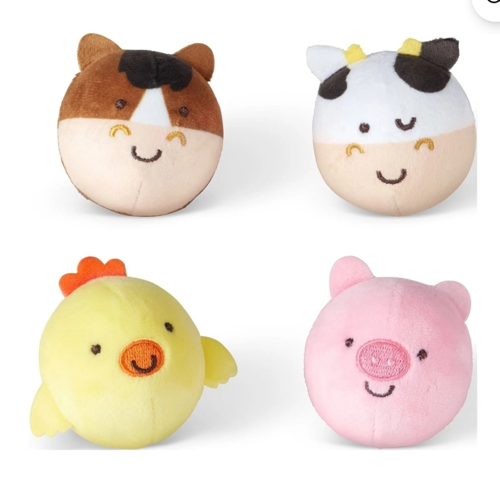Melissa & Doug Rollables Set of 4 Barnyard Animals Soft Plush Ball Toys 6mo+ NEW